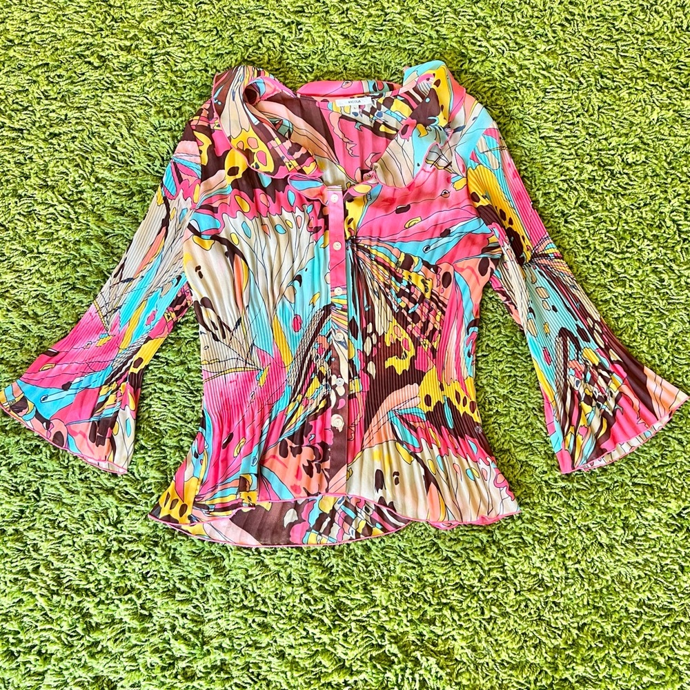 Y2k Psychedelic Abstract Button Down Shirt